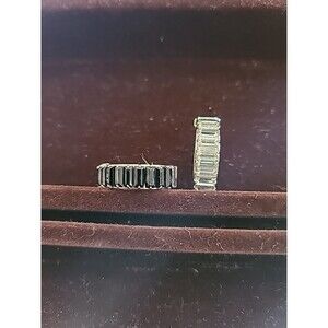 Silver Toned Faux  Blk And Wht Diamond Magnetic Hoop Earrings